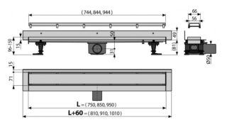 Душевой лоток AlcaPlast с двухсторонней решеткой Double 95см хром APZ23-DOUBLE9-950